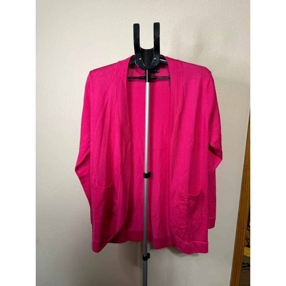 Urban Coco Hot Pink Open Front Cardigan Long Sleeve Knit Sweater Womens XL